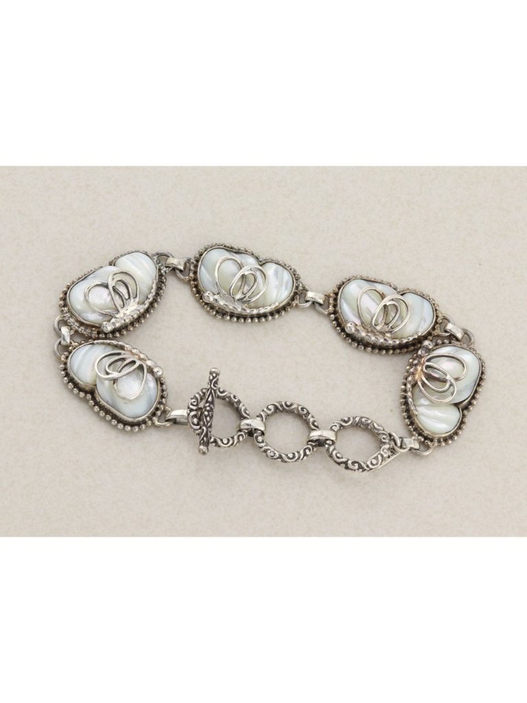 Sterling Silver Sarda Mother Of Pearl Butterfly Bracelet 7 1/4" - 8 1/4"
